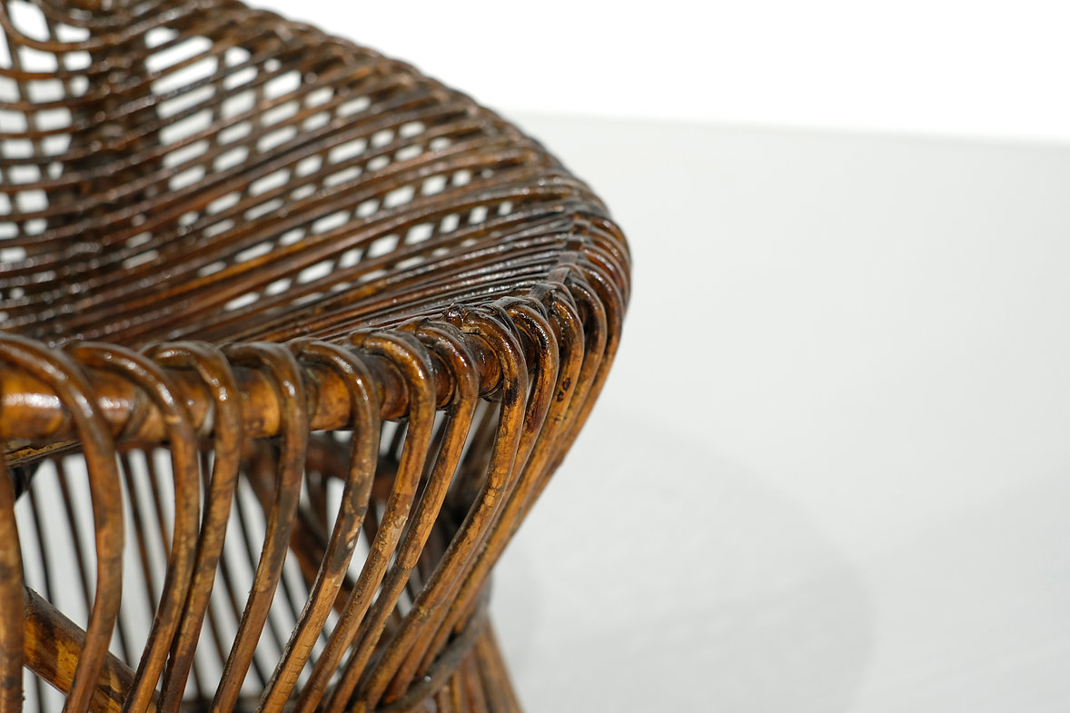 Stool in Rattan Style Franco Albini Italy, 1960s.