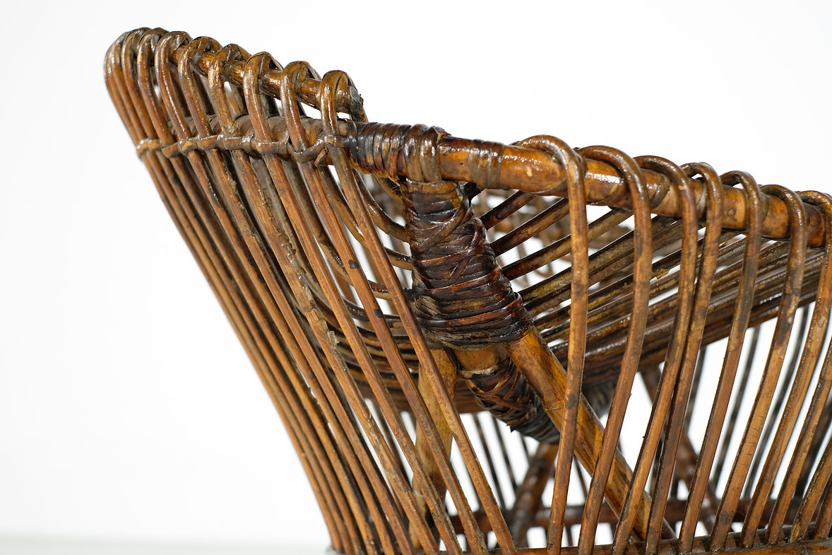 Stool in Rattan Style Franco Albini Italy, 1960s.