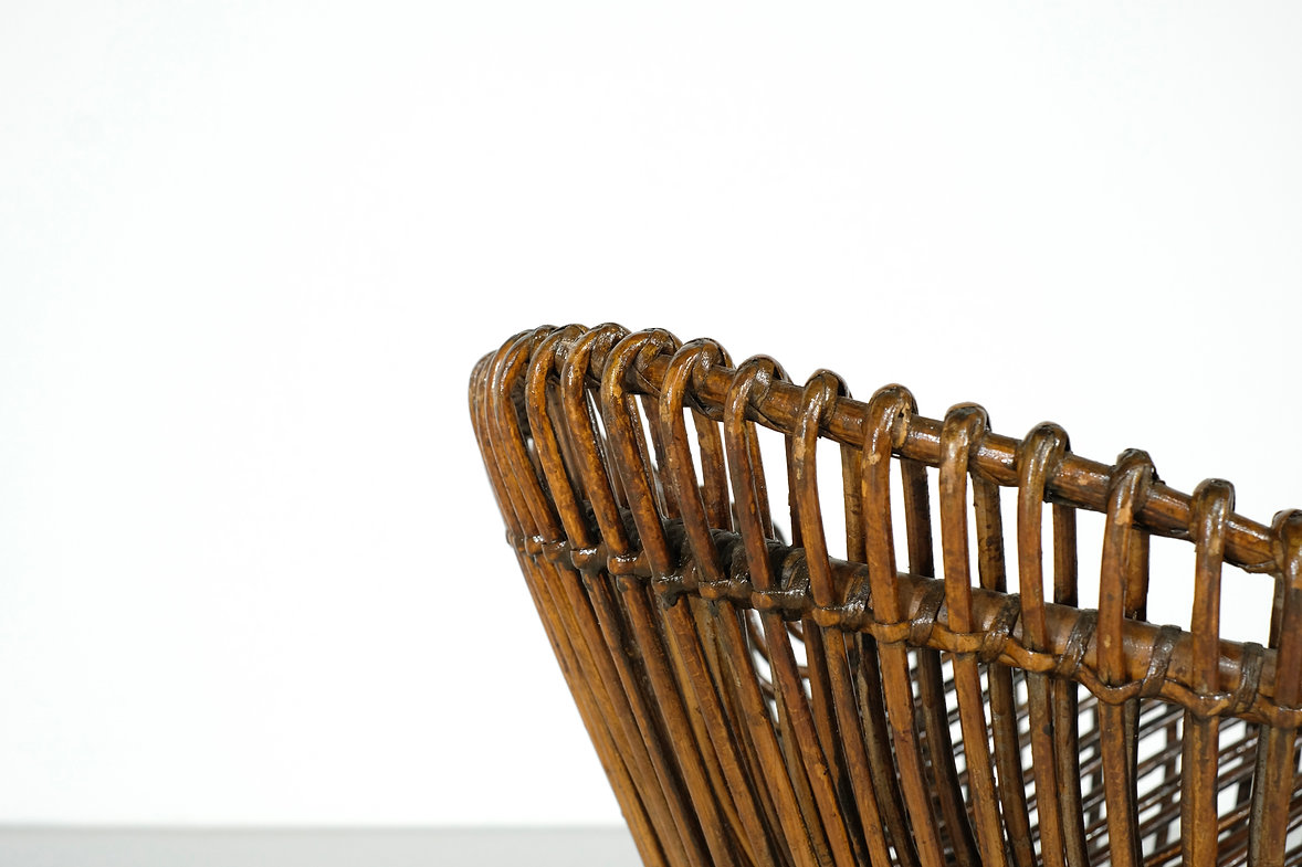 Stool in Rattan Style Franco Albini Italy, 1960s.