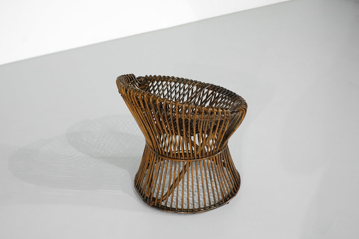 Stool in Rattan Style Franco Albini Italy, 1960s.