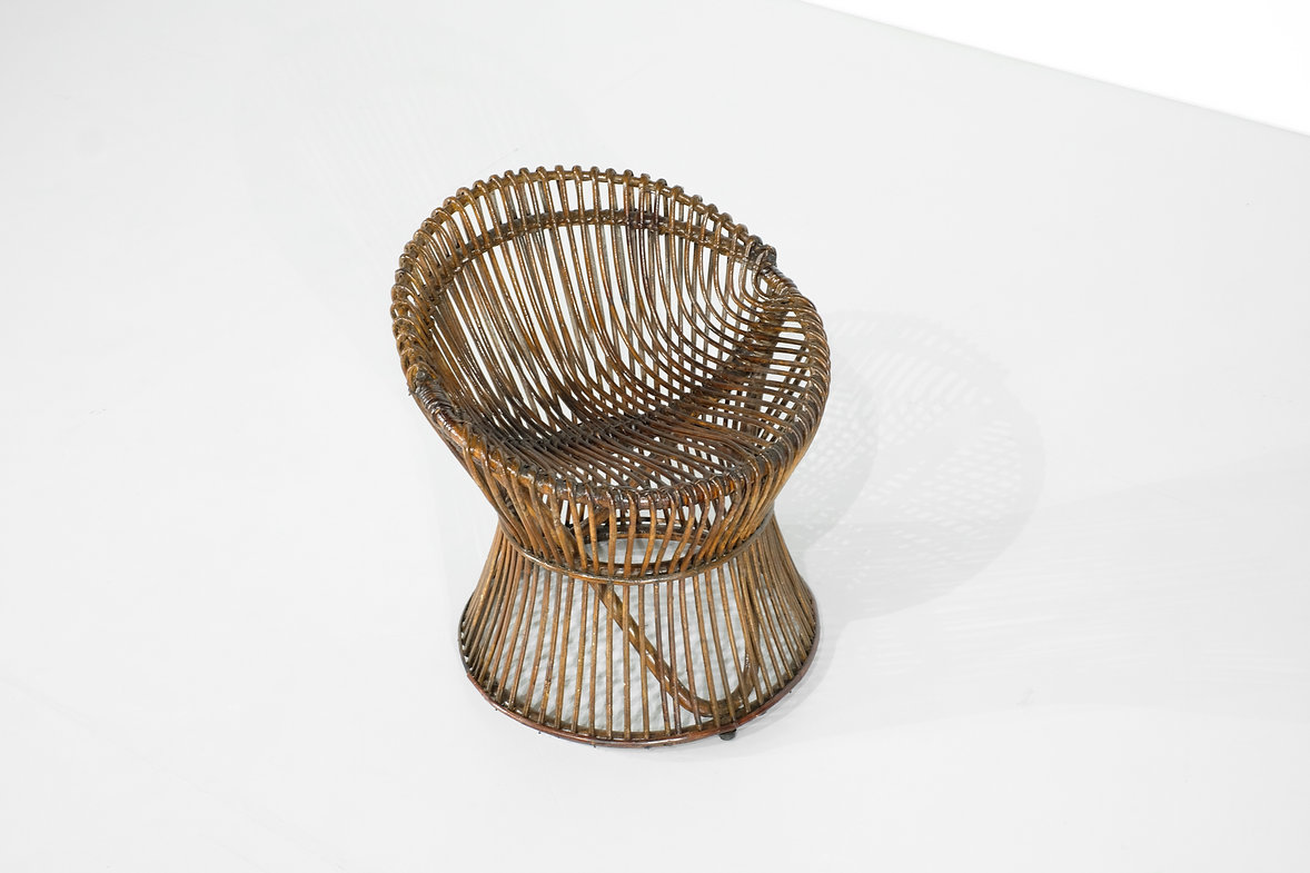 Stool in Rattan Style Franco Albini Italy, 1960s.