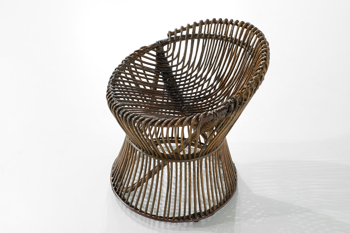 Stool in Rattan Style Franco Albini Italy, 1960s.