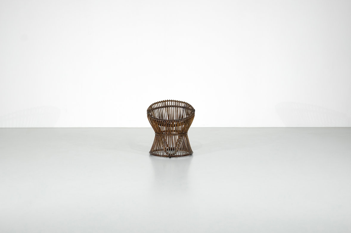 Stool in Rattan Style Franco Albini Italy, 1960s.