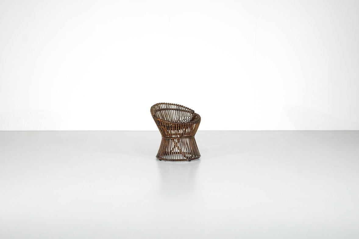 Stool in Rattan Style Franco Albini Italy, 1960s.