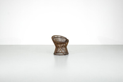 Stool in Rattan Style Franco Albini Italy, 1960s.