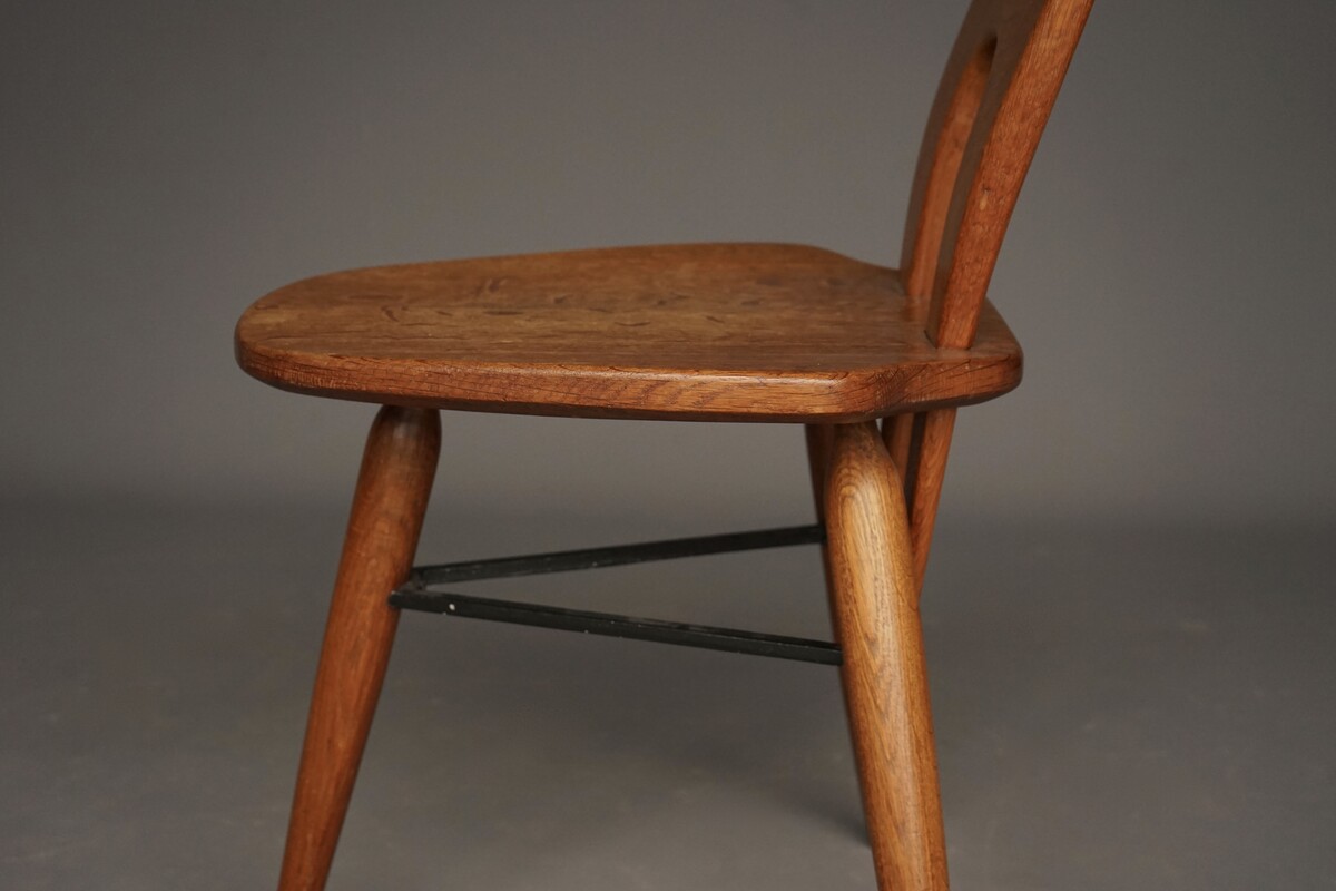 Stylish oak  chair, School of Carlo Mollino, Italy, 1950s