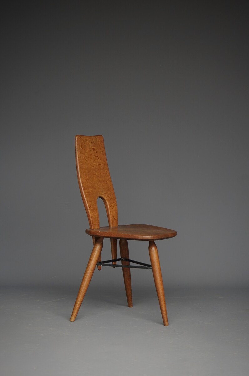 Stylish oak  chair, School of Carlo Mollino, Italy, 1950s