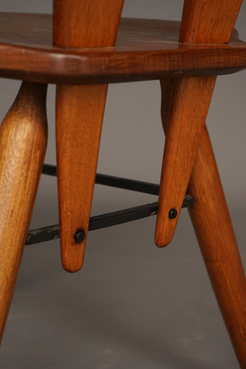 Stylish oak  chair, School of Carlo Mollino, Italy, 1950s