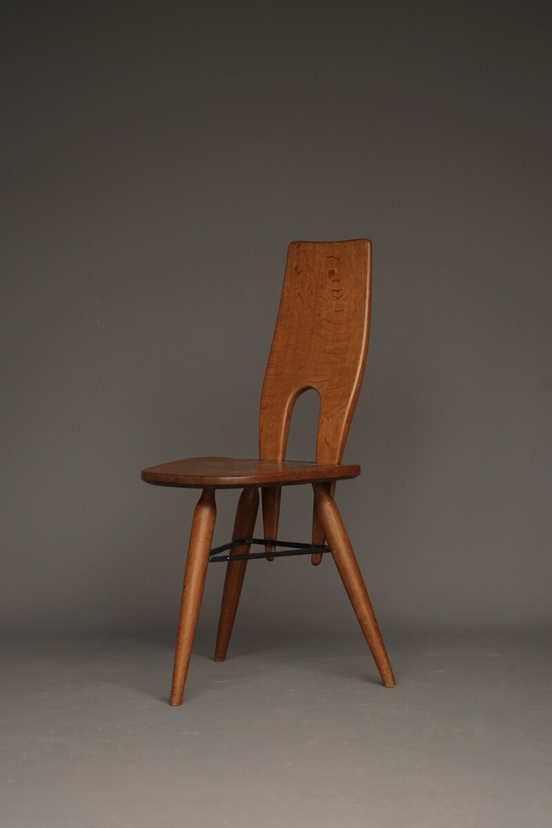 Stylish oak  chair, School of Carlo Mollino, Italy, 1950s