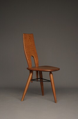 Stylish oak  chair, School of Carlo Mollino, Italy, 1950s