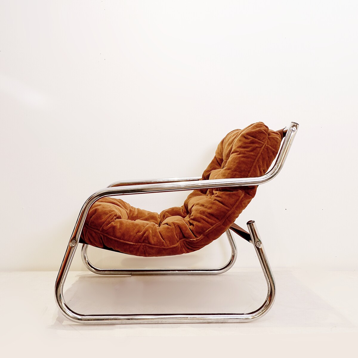 Tubular chrome seating set 1970s (sofa & armchair)