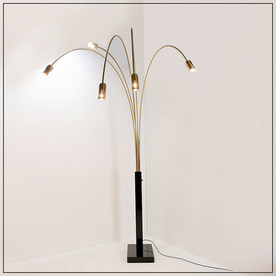 Vintage Italian arc lamp with 5 arms, 1970s