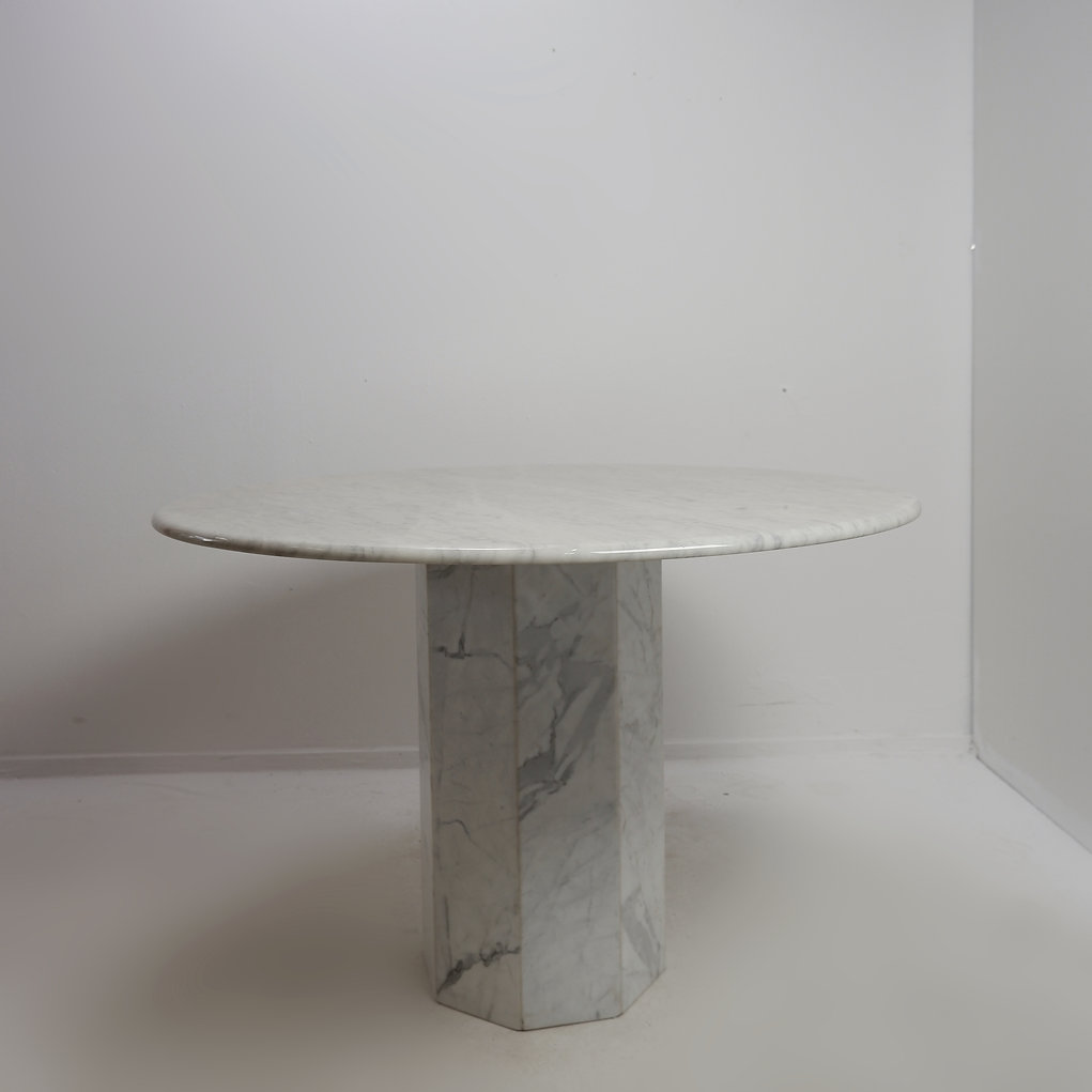 Vintage Round Marble Dining Table, 1970's 