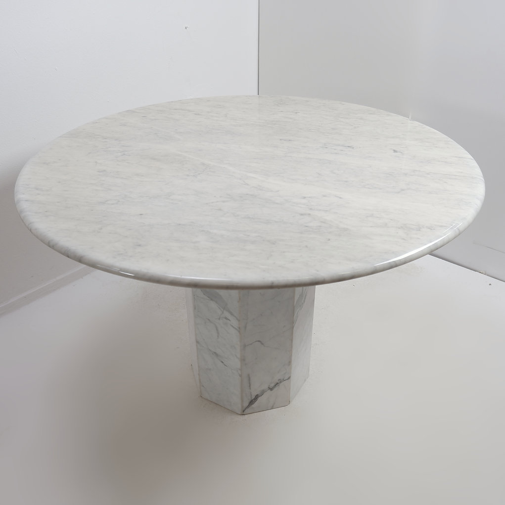 Vintage Round Marble Dining Table, 1970's 