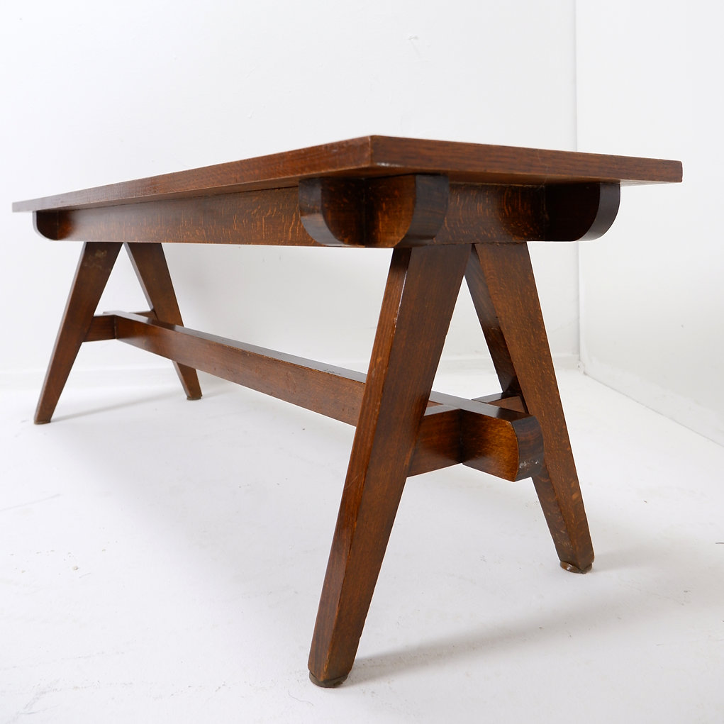 Vintage Solid Wood Coffee table with compass feet