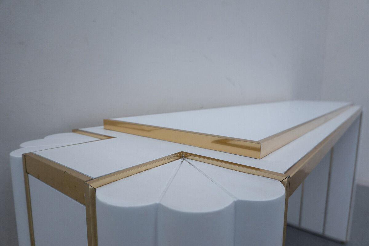 White and Gold Console by Maison Jansen, Alain Delon, 1970s