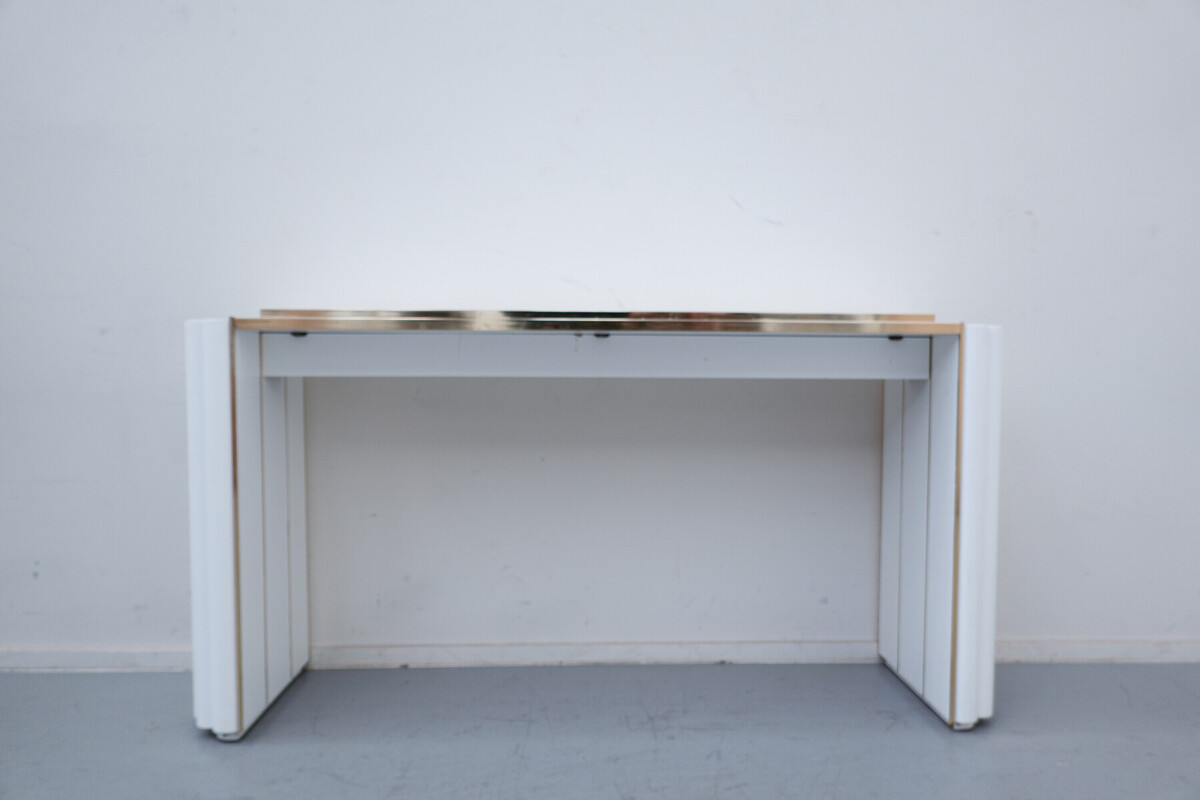 White and Gold Console by Maison Jansen, Alain Delon, 1970s